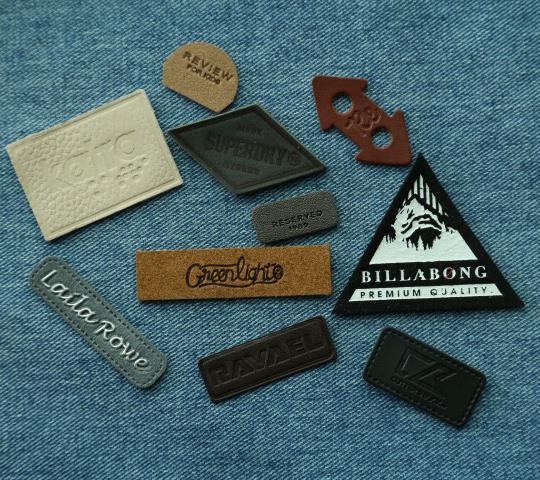 Custom logo embossed faux leather label jeans leather patch