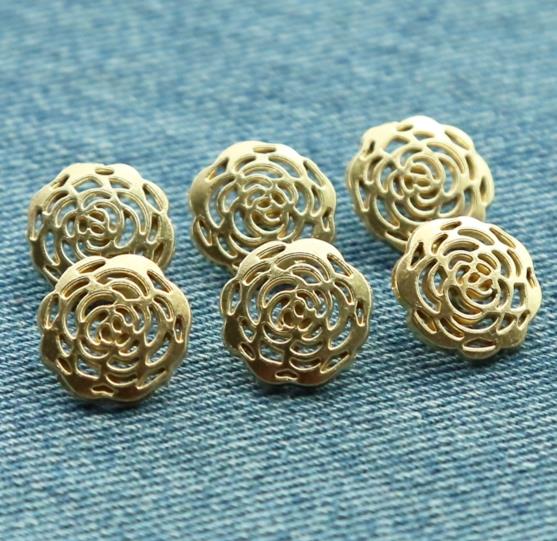 factory supply plating gold abs plastic free 3d flowers shirt accessories button for clothes