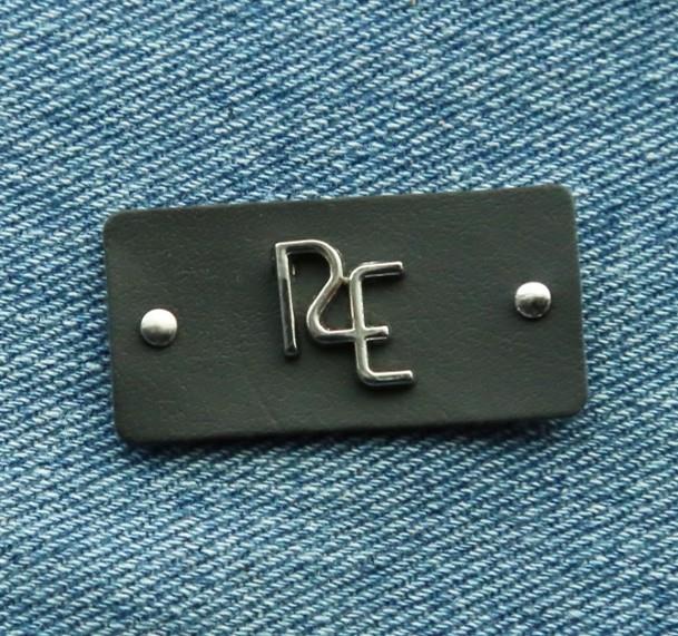 logo custom metal leather denim jeans patch