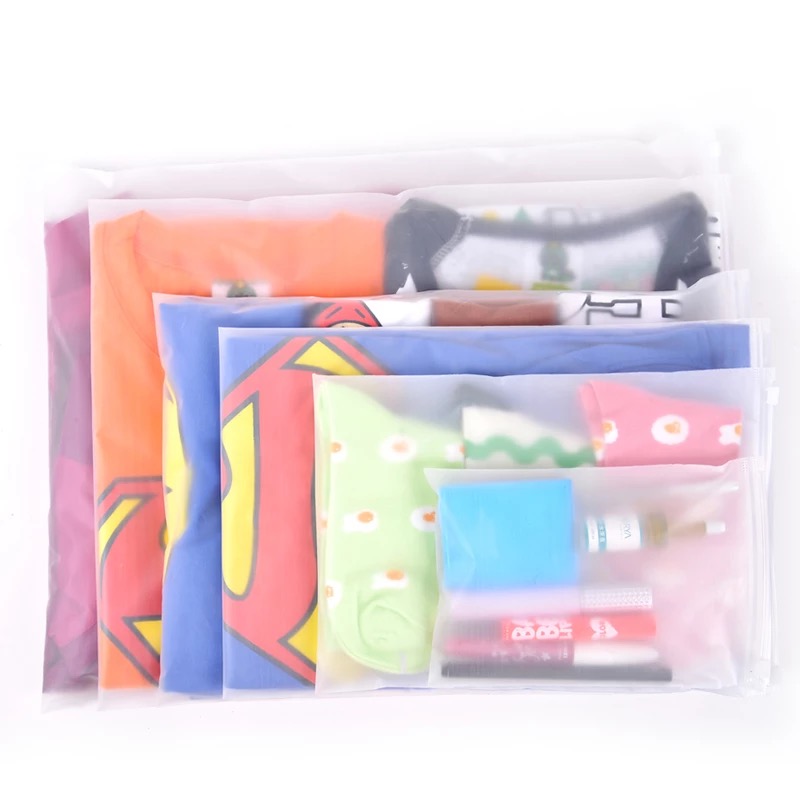 Custom Logo Size Frosted Plastic Zipper Packing Bag