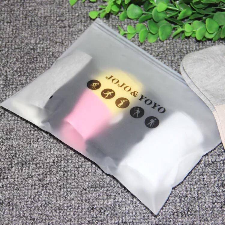 custom logo printed white frost slider zip plastic bag for sock packing