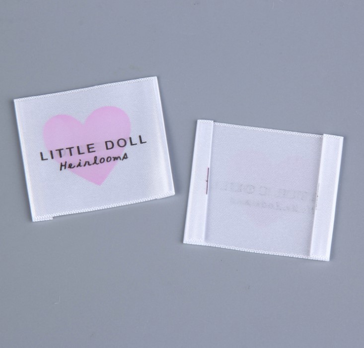 factory sale custom printed satin clothing label end folded garment label