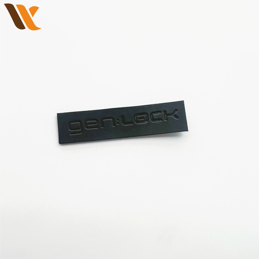 Custom Simple Black Faux Leather Labels 2